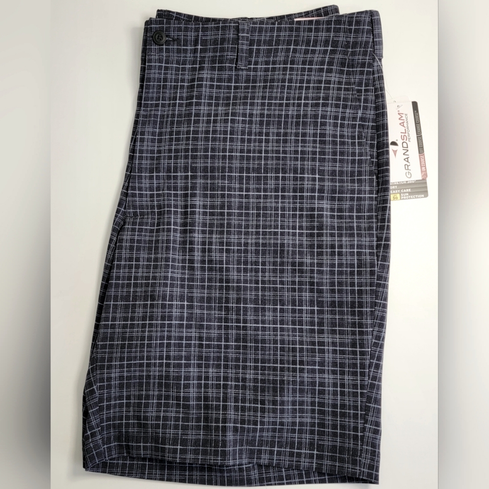 Grand Slam Performance Mens Size 40 Small-Plaid Wicking Stretch 360 Golf Shorts